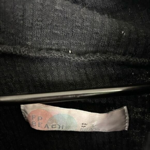 Free People Beach Black Turtleneck Ribbed Pullover Sweater - Picture 4 of 5